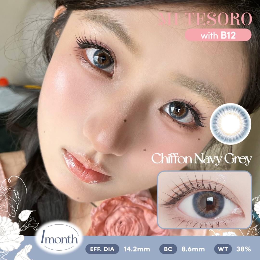 Chiffon Navy Grey-Mi Tesoro Monthly Color Con 2pcs (Eff dia:14.2mm)