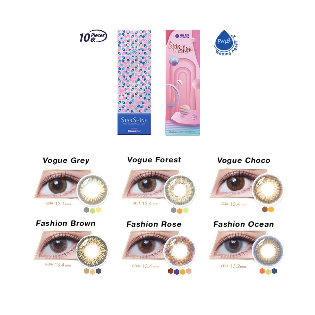 Fashion Rose-Star Shine 1 Day Color Contact Lenses 10pcs (Eff dia:14.5mm)