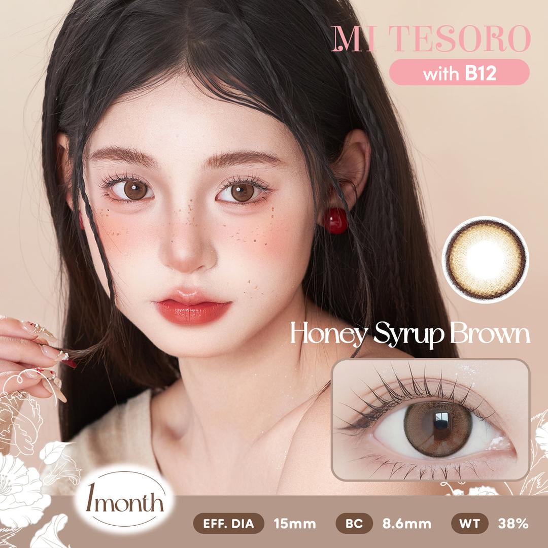 Honey Syrup Brown-Mi Tesoro Monthly Color Con 2pcs (Eff dia:15mm)