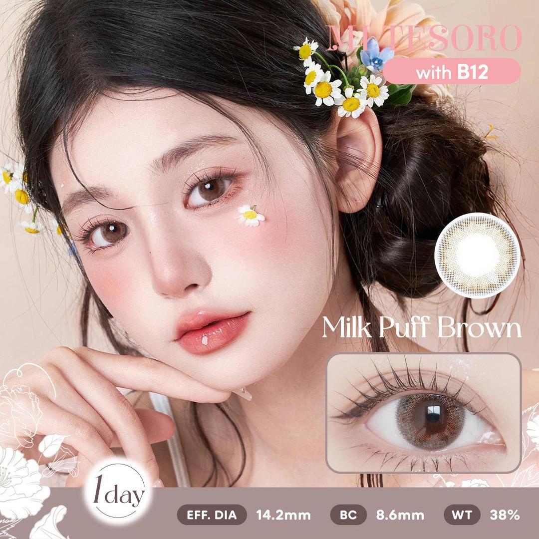 Milk Puff Brown-Mi Tesoro 1 Day Color Con 10pcs (Eff dia:14.2mm)
