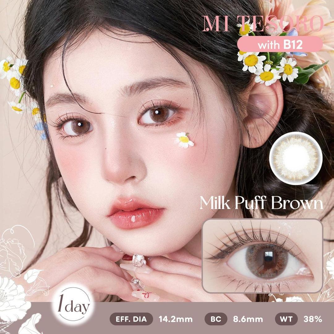 Milk Puff Brown-Mi Tesoro 1 Day Color Con 10pcs (Eff dia:14.2mm)