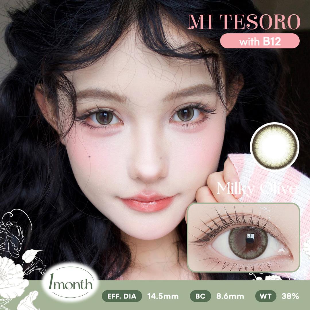 Milky Olive-Mi Tesoro Monthly Color Con 2pcs (Eff dia:14.5mm)