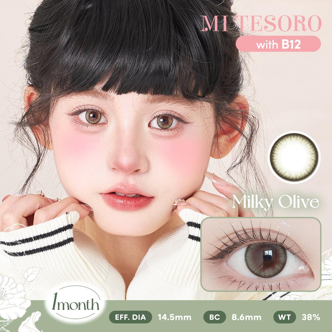 Milky Olive-Mi Tesoro Monthly Color Con 2pcs (Eff dia:14.5mm)