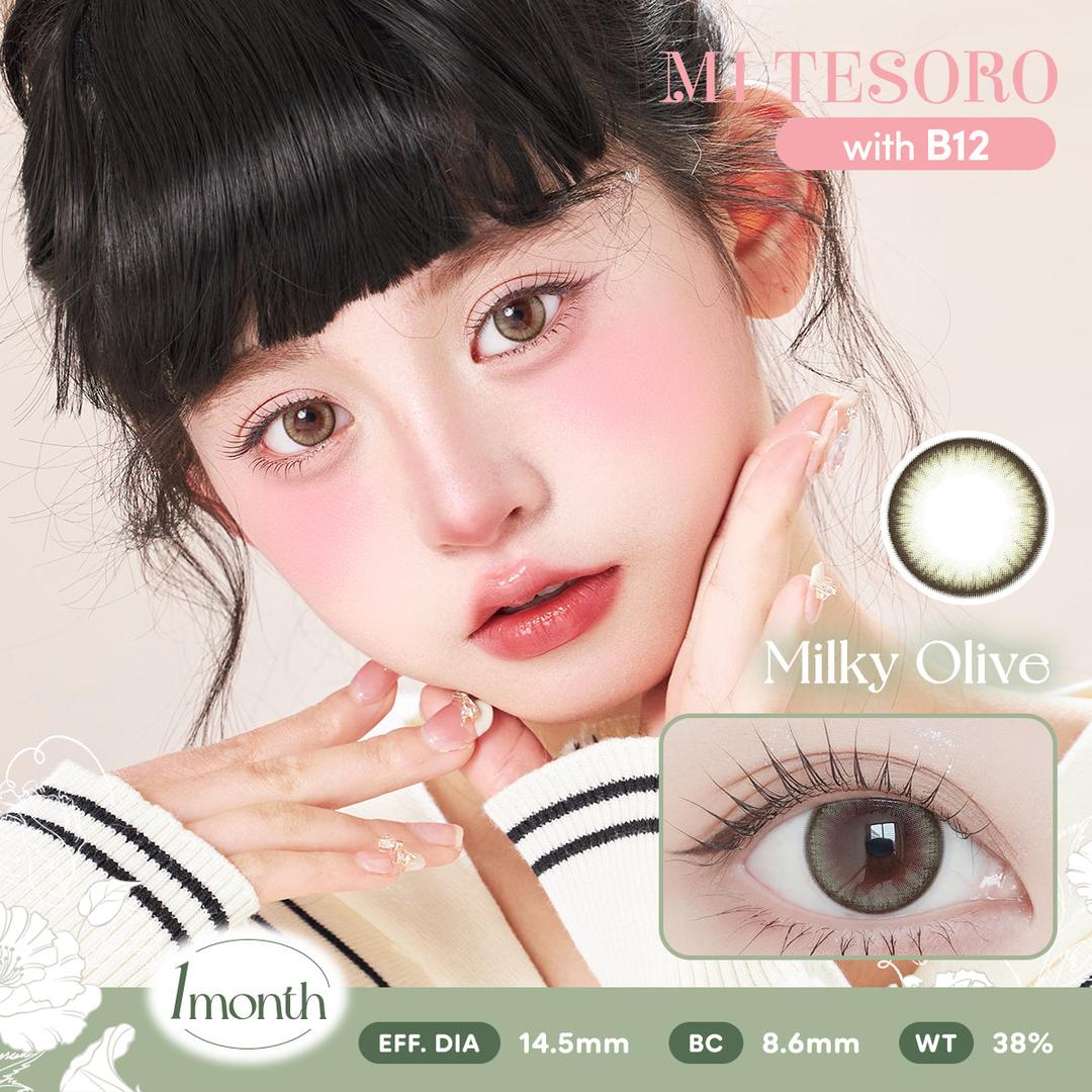 Milky Olive-Mi Tesoro Monthly Color Con 2pcs (Eff dia:14.5mm)