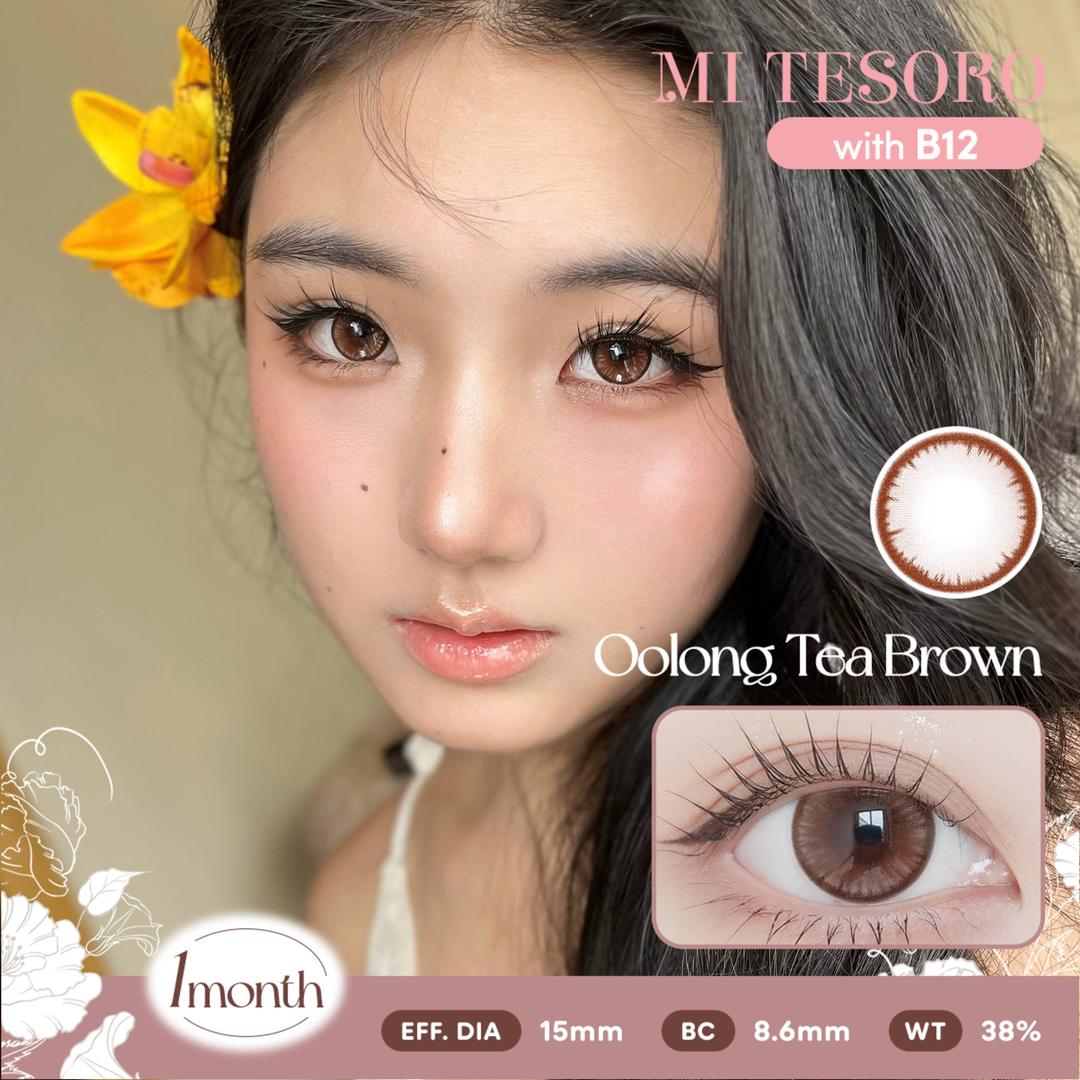 Oolong Tea Brown-Mi Tesoro Monthly Color Con 2pcs (Eff dia:15mm)