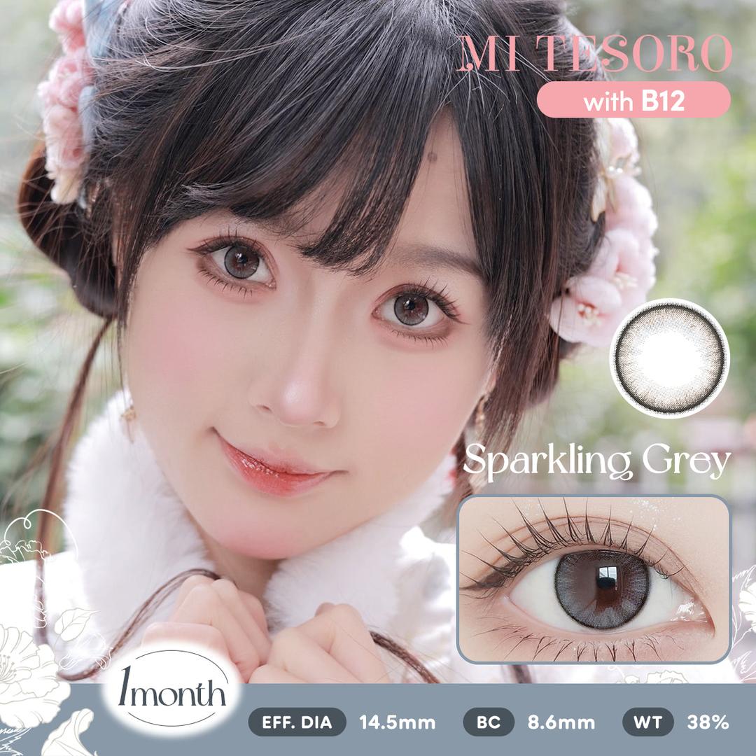 Sparkling Grey-Mi Tesoro Monthly Color Con 2pcs (Eff dia:14.5mm)