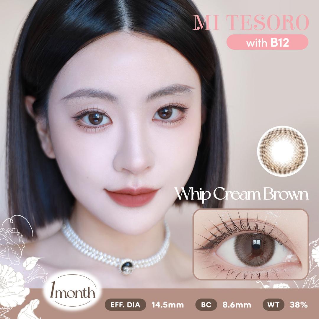 Whip Cream Brown-Mi Tesoro Monthly Color Con 2pcs(Eff dia:14.5mm)