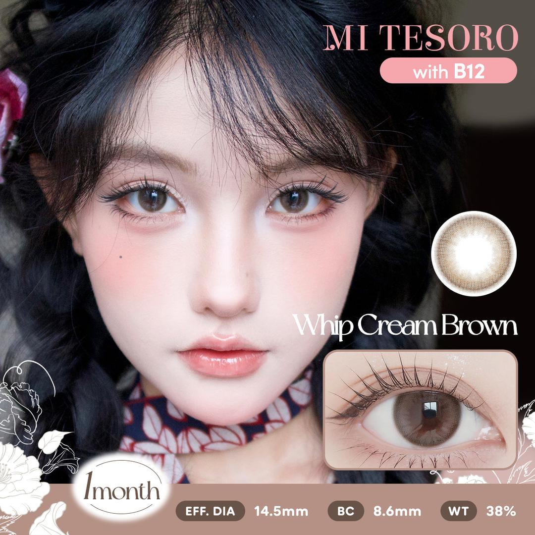 Whip Cream Brown-Mi Tesoro Monthly Color Con 2pcs(Eff dia:14.5mm)