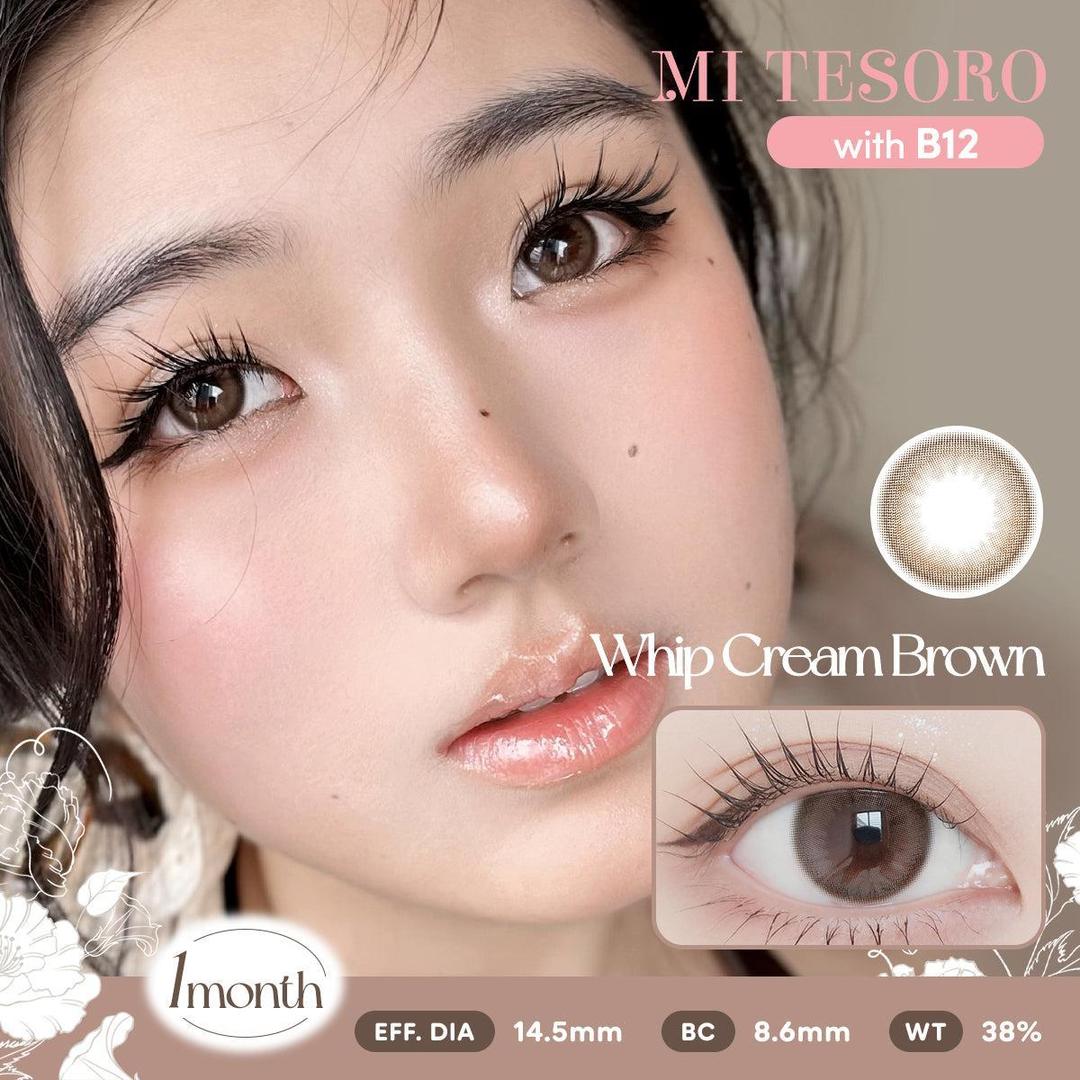 Whip Cream Brown-Mi Tesoro Monthly Color Con 2pcs(Eff dia:14.5mm)
