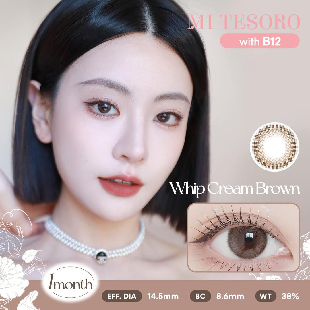 Whip Cream Brown-Mi Tesoro Monthly Color Con 2pcs(Eff dia:14.5mm)
